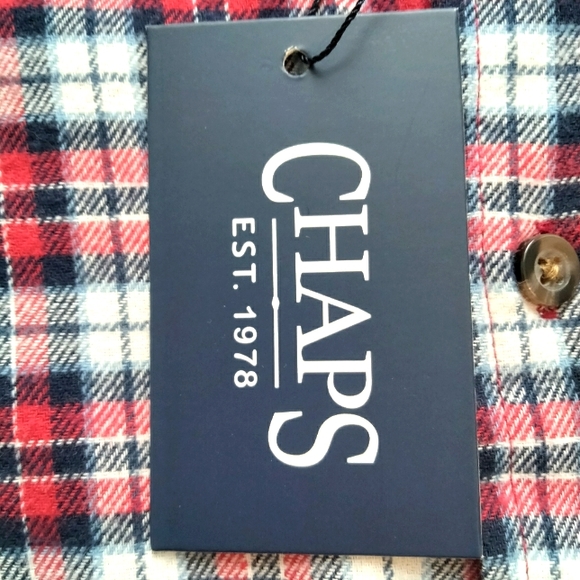 NWT S Chaps Red Brushed Flannel Button Up Shirt - Picture 3 of 11